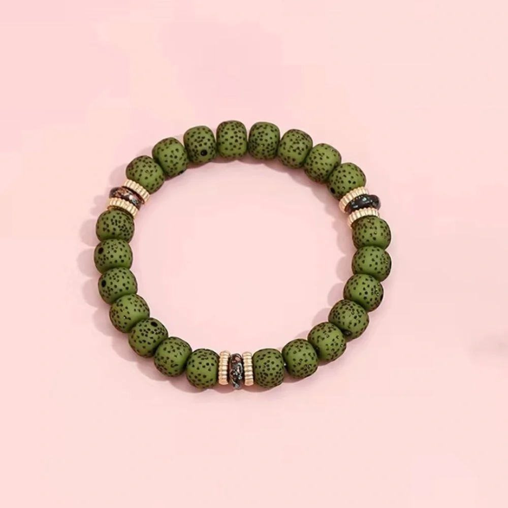 Green tassel and wing charm beaded‎ bracelet set